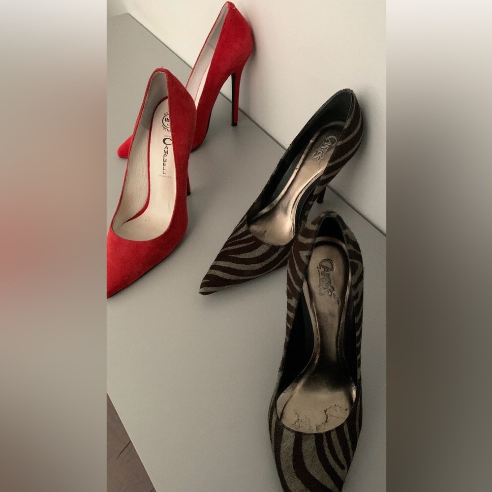 Lot of 2 Women's 7 1/2 Carlos Santana zebra Heels and other